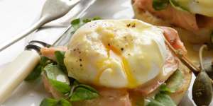 Smoked trout,poached egg and hollandaise.
