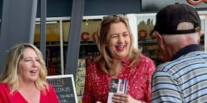 Queensland Labor’s candidate for the Inala byelection,Margie Nightingale,campaigns with former premier and local MP Annastacia Palaszczuk – whose resignation triggered the byelection.