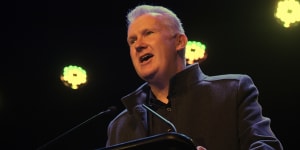 Tony Burke announcing the Labor Party’s arts policy in Melbourne in May.