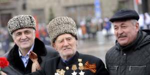 Decorated ... a World War II veteran in Volgograd for the anniversary celebrations.