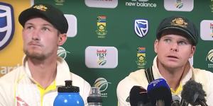 Australia opener Cameron Bancroft and captain Steve Smith admitting to Ball tampering during a press conference. 
