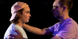 Callan Purcell and Guy Simon in the 2022 production of Whitefella Yella Tree.