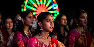 Dancers wait backstage to perform at a Diwali festival in Blacktown in Sydney’s west. 