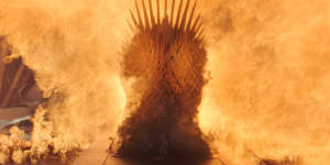 The Iron Throne melting as part of the dumpster fire that was the Game of Thrones finale.