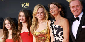 A family affair … Faith Urban,Sunday Rose Urban,Nicole Kidman,Antonia Marran and Craig Marran at the AFI Lifetime Achievement gala.