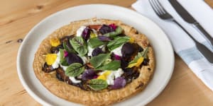 Heirloom tomato tart with vegan pastry.