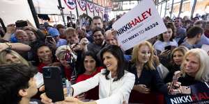 Nikki Haley greets supporters in South Carolina in February.
