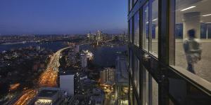 The landmark $350m,50-storey mixed use tower at 88 Walker Street,North Sydney developed by Billbergia