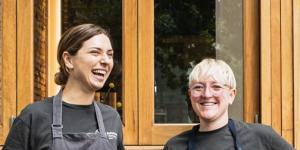 Sous chef Lauren Ever and head chef Jez Wick at OzHarvest's Refettorio project in Surry Hills.