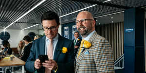 David Littleproud (left) at this week’s Melbourne Cup,says he enjoys a punt here and there but is alarmed about the saturation of betting ads during live sports broadcasts.
