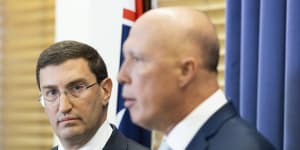 Peter Dutton (right) and shadow attorney-general Julian Leeser are calling for more detail.