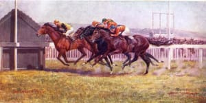 Wolaroi runs second in the AJC Craven Plate earlier in 1918. 