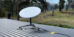 Michael Tiyce’s Starlink satellite dish in the Southern Highlands.