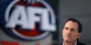 AFL CEO Andrew Dillon speaks in Melbourne on Wednesday.
