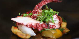 Go-to dish:Grilled octopus with tomatoes,potato and olives.