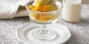Mango ice cream. A recipe from the Good Food collection. 