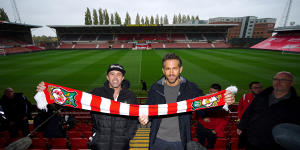 McElhenney (left) and Reynolds,who arranges his week around Wrexham’s playing schedule.