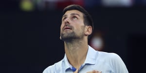 Novak Djokovic breathes a sigh of relief after winning his way into the semi-finals with his defeat of Taylor Fritz.