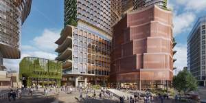 The final two elements of the $3 billion Central Place Sydney project are the Connector building and the Pavilion.