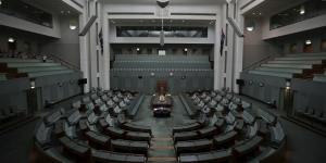 The empty House of Representatives chamber at 2:05 pm after it adjourned.