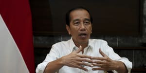 Indonesian President Joko Widodo speaks during an interview at the Presidential Palace in Jakarta,Indonesia.