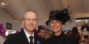 Tabcorp chief executive David Attenborough and chairman Paula Dwyer (pictured at the Victoria Derby Day at Flemington Racecourse in 2015) will both depart the company within the next 12 months. 