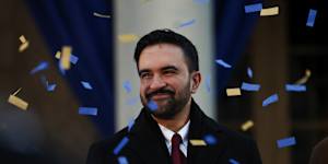Mayor Zohran Mamdani reacts after speaking during his inauguration ceremony,Thursday,Jan. 1,2026,in New York. (AP Photo/Heather Khalifa)