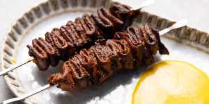 Ox tongue anticuchos.