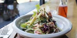The smoked trout salad with kipfler potatos and pink lady apples.