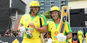 Matthew Hayden and Justin Langer reunited as openers during the bushfire charity match in February 2020.