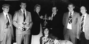 The Johnny Cantwell Memorial Trophy (named after my grand uncle) is presented to the winning connections of Gullian Lad by John Cantwell,my dad’s first cousin. in 1978. My late father,who was racing manager,is pictured right.