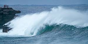 The swell at Ben Buckler at Bondi on Saturday morning.