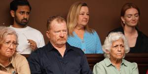 Anya (front left) and Craig (front centre) were among 12 ordinary Australians who signed up to be jurors in Death on the Staircase.