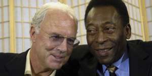 Beckenbauer with Brazilian legend Pele in the lead-up to the 2006 World Cup,hosted by Germany.