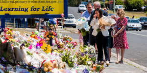 The Morrisons while in Tasmania visited the Hillcrest Primary School to pay their respects to the six children who died on December 16 in a jumping castle accident during end-of-year celebrations at the school. 