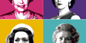 Queen Elizabeth II and the women who played her:Claire Foy,Imelda Staunton and Olivia Colman.