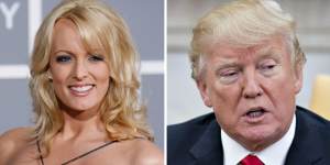 Adult film star Stormy Daniels and Donald Trump,with whom she claims to have had an affair.
