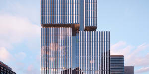 Render of the $1.2 billion Victoria Cross Station tower at North Sydney being developed by Lendlease