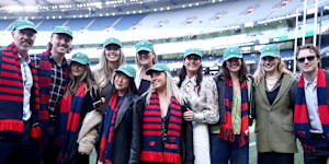 The Stynes family at the MCG for Jim Stynes Day,honouring the late Melbourne legend,who won a Brownlow Medal and later became president of the club.