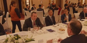 WA Premier Mark McGowan in conversation with China-Australia Chamber of Commerce chair Vaughn Barber on Tuesday.