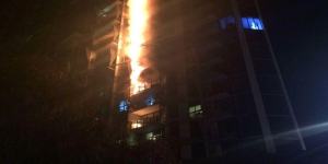 Combustible cladding burns in 2014 at the Lacrosse building in Docklands.