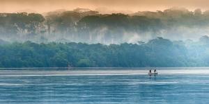 Morning fog on the Sangha River.