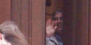 Prince Andrew peers out from behind the door of convicted sex offender Jeffrey Epstein’s Manhattan mansion in 2010 in a video published by the Mail on Sunday in 2019.