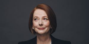 Julia Gillard today. “I am eternally grateful for the fact that it’s different – it’s really rich and varied,what I do now.”
