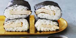 Glazed pork musubi - or use Spam.