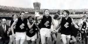 Carlton celebrate their comeback win over Collingwood in the 1970 grand final.