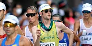 SAPPORO,JAPAN - AUGUST 06:Rhydian Cowley of Team Australia competes in the Men's 50km Race Walk Final on day fourteen of the Tokyo 2020 Olympic Games at Sapporo Odori Park on August 06,2021 in Sapporo,Japan. (Photo by Clive Brunskill/Getty Images)