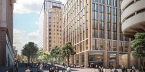 An impression of Macquarie Group's proposed southern tower at Martin Place.