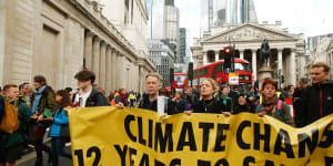 Climate activists from the Extinction Rebellion group demonstrate in London in April.