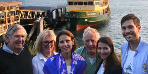 Henry and Annie Herron,mayor of Mosman Carolyn Corrigan,artist Peter Kingston,Freya Boughton and Alex Beech are among activists wanting to save the Lady class ferries.